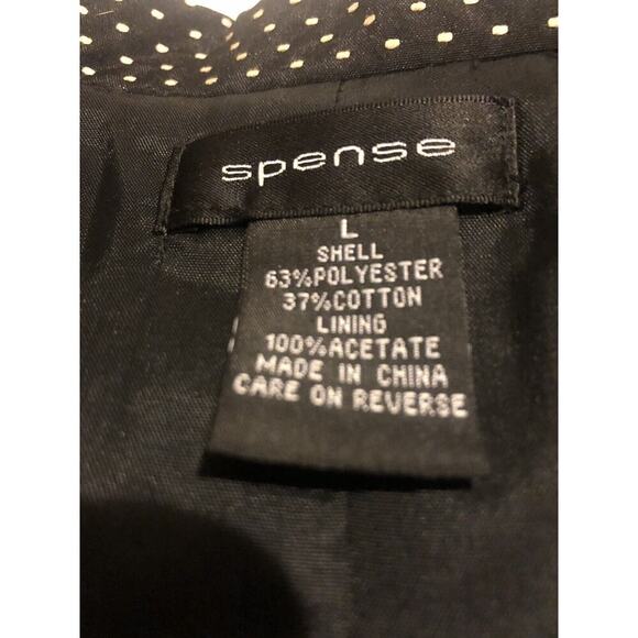 Spense Black Polka Dot Blazer Jacket with Pockets Buttons Closure Size Large - Picture 9 of 9